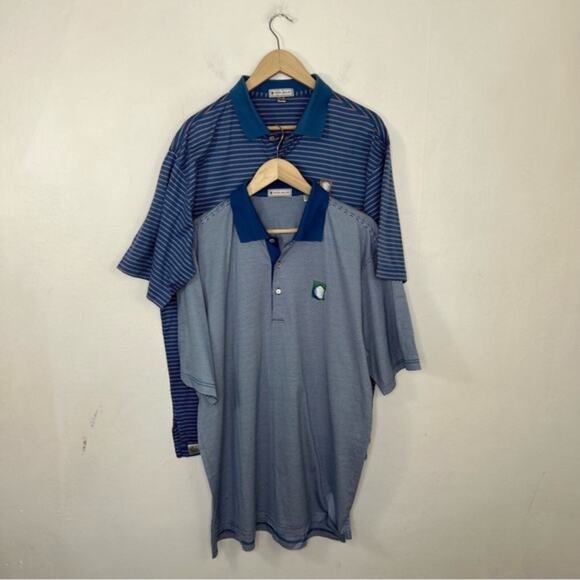 Lot of 2 Peter Millar Polo Performance Striped Golf Shirts‎ Size Large - Picture 1 of 12